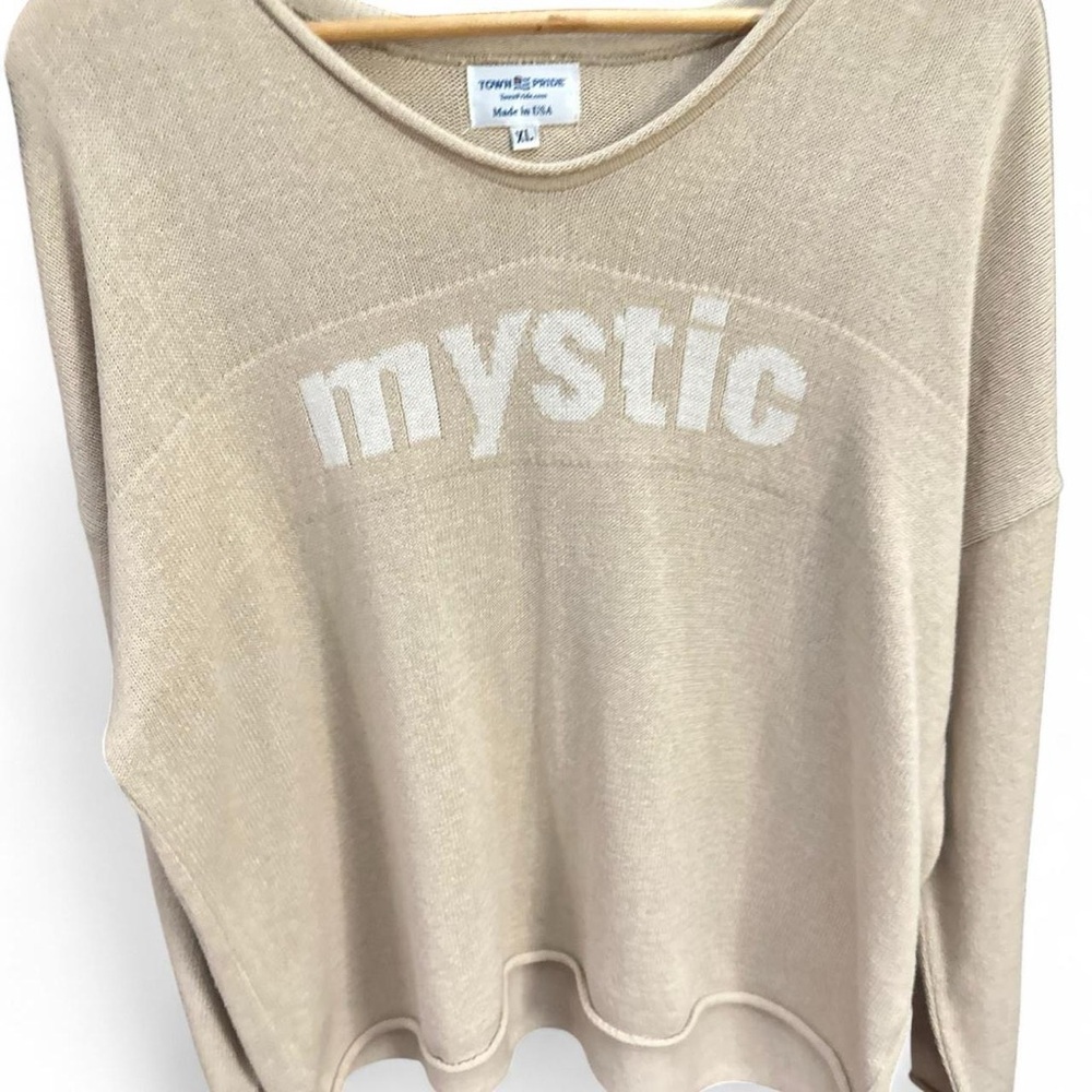 Beige and Cream Mystic Text Sweater Relaxed Cozy Fit XL